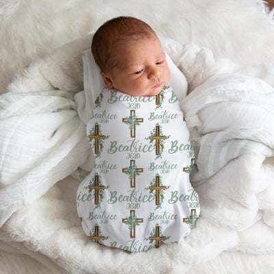 Personalized Bless This Child Swaddle Blanket - Easy Basic Creations