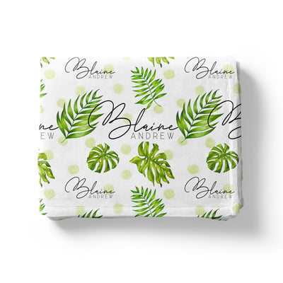 Tropical Palm Leaves Custom Name Blanket Easy Basic Creations