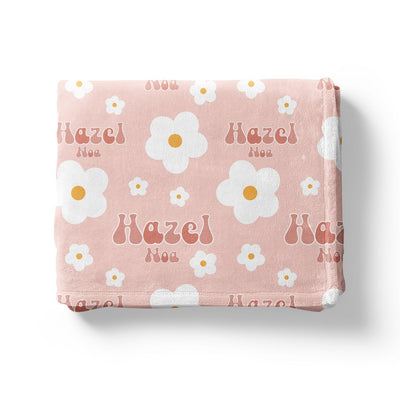 Pink Daisy Custom Name Blanket Easy Basic Creations