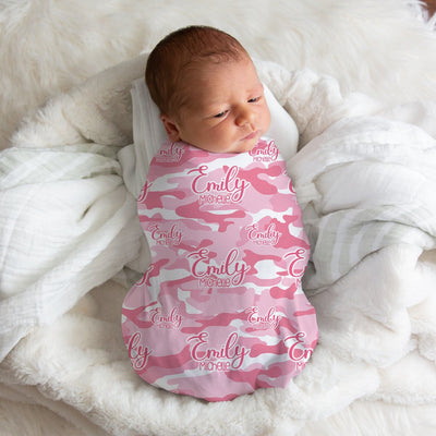 Personalized Pink Camo Swaddle Blanket - Easy Basic Creations