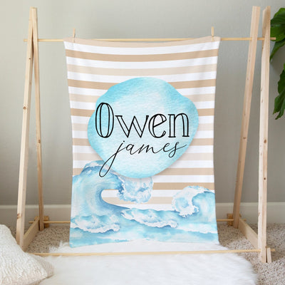 Ocean Waves Custom Name Blanket - Easy Basic Creations