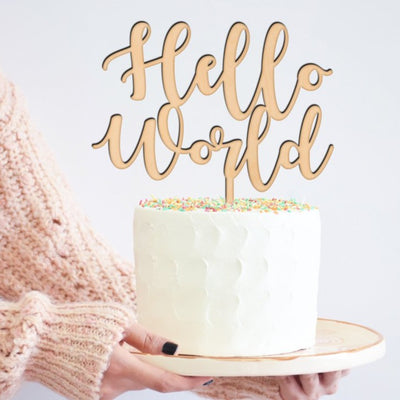 Hello World Cake Topper - Easy Basic Creations