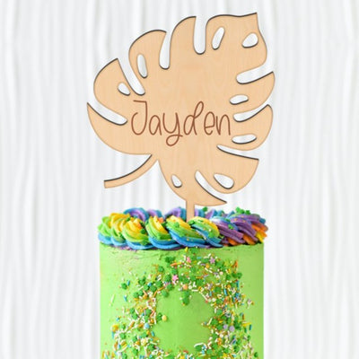 Personalized Monstera Palm Leaf Cake Topper - Easy Basic Creations