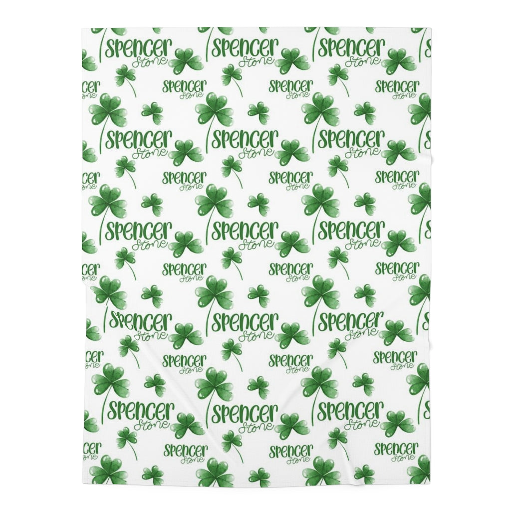 Personalized Lucky Shamrock Swaddle Blanket - Easy Basic Creations