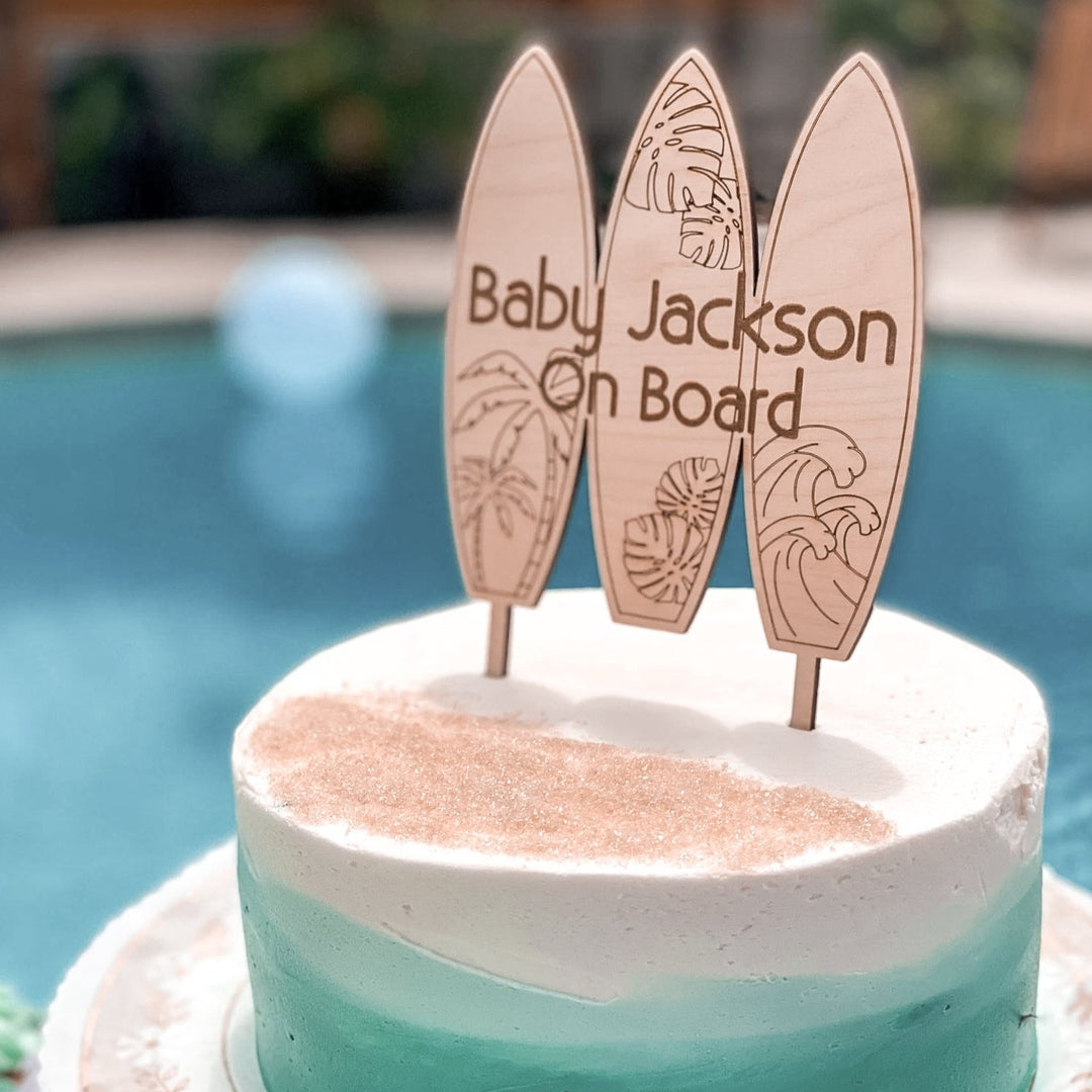 Baby On Board Surfboard Cake Topper