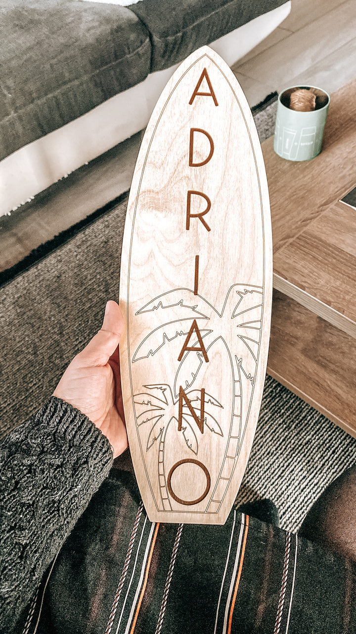 Surfboard Announcement Name Wood Sign Easy Basic Creations